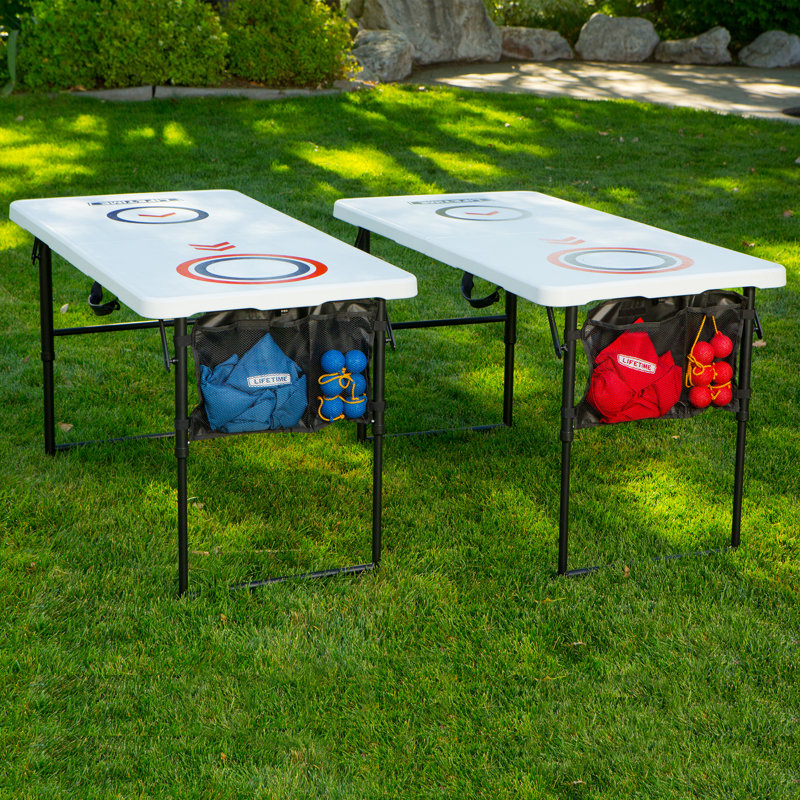Lifetime Heavy Duty Outdoor Cornhole, Ladderball Game and Folding Table Combo Set