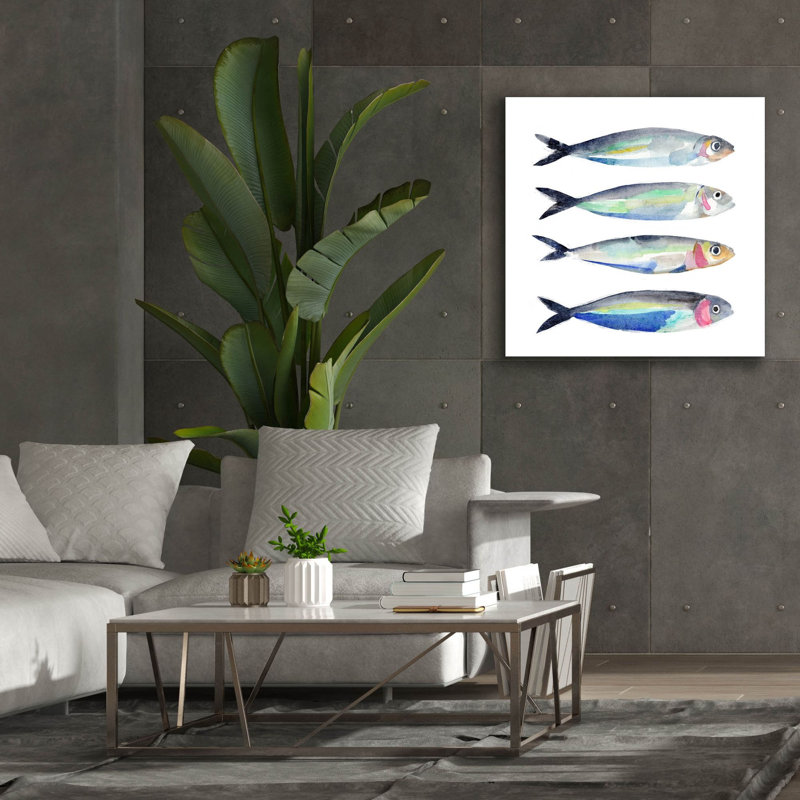  «Sardine Team 2» par Annie Warren, art mural sur toile, 37 po x 37 po, H 37 po x l 37 po