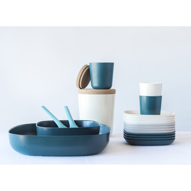 Ensemble de 4 pièces en bambou EKOBO Ensemble de bols à pâtes / salade, Abîme bleu