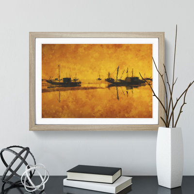 Fishing Boats at Sunset - Framed Print