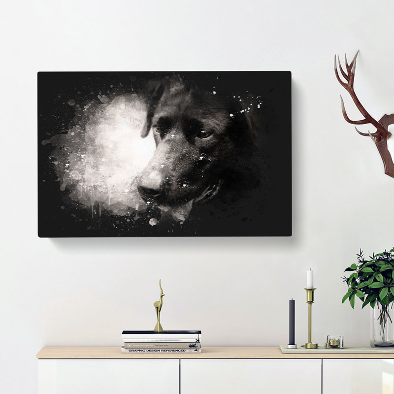 Black Labrador - Wrapped Canvas Painting, 60cm H x 91cm W x 3cm D