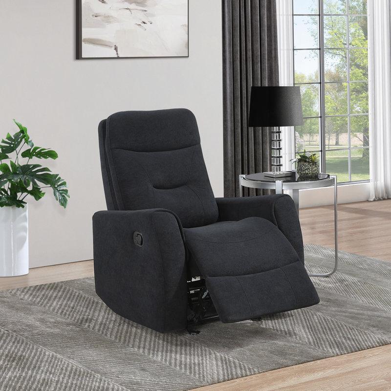 Paterson Swivel Recliner, Black Fabric