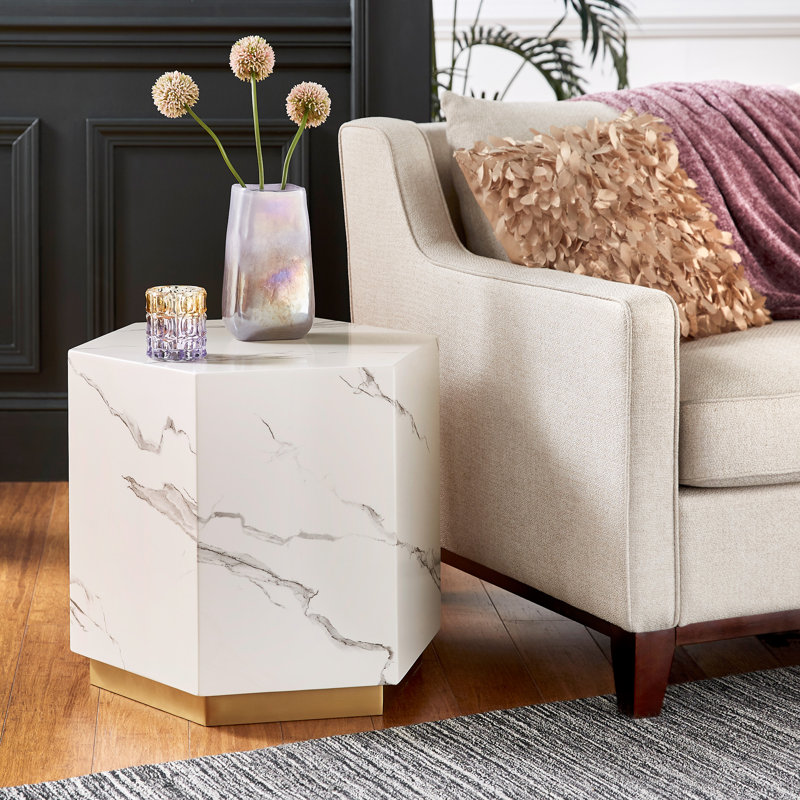 Roman End Table, White