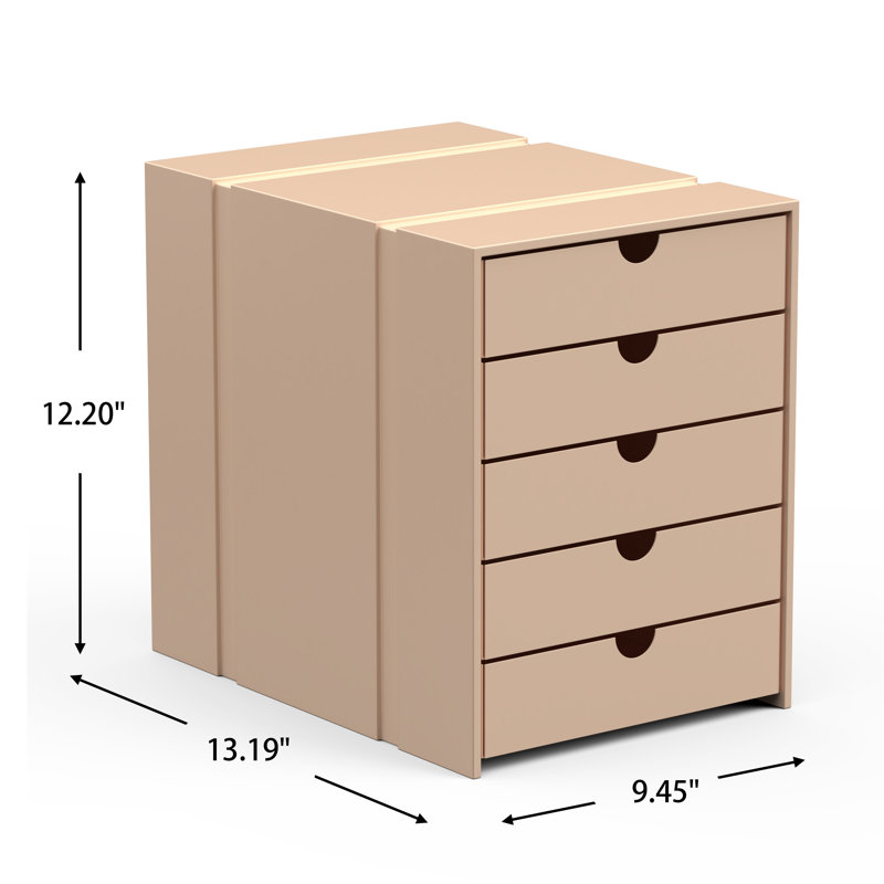 File Cabinet Shelf Organizing Box Settrays 5 Drawers Closed, Milk Tea