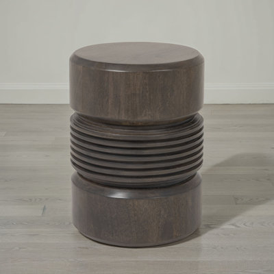 Round Ribbed Mango Wood Side Table