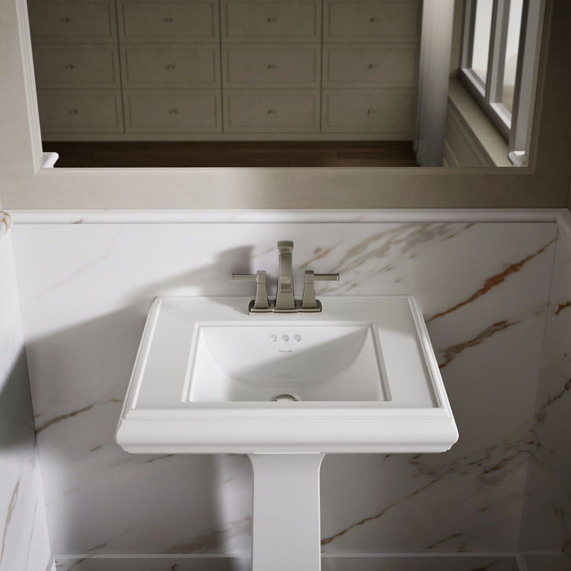 Memoirs®  Pedestal Tall Bathroom Sink with Overflow, White, 4" Centers