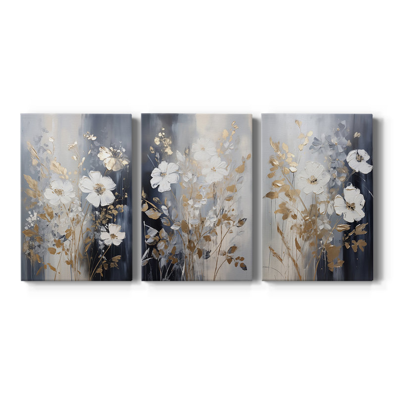 FLORAL Series CECXVII - Toile tendue avec châssis sur mesure - 3 pièces