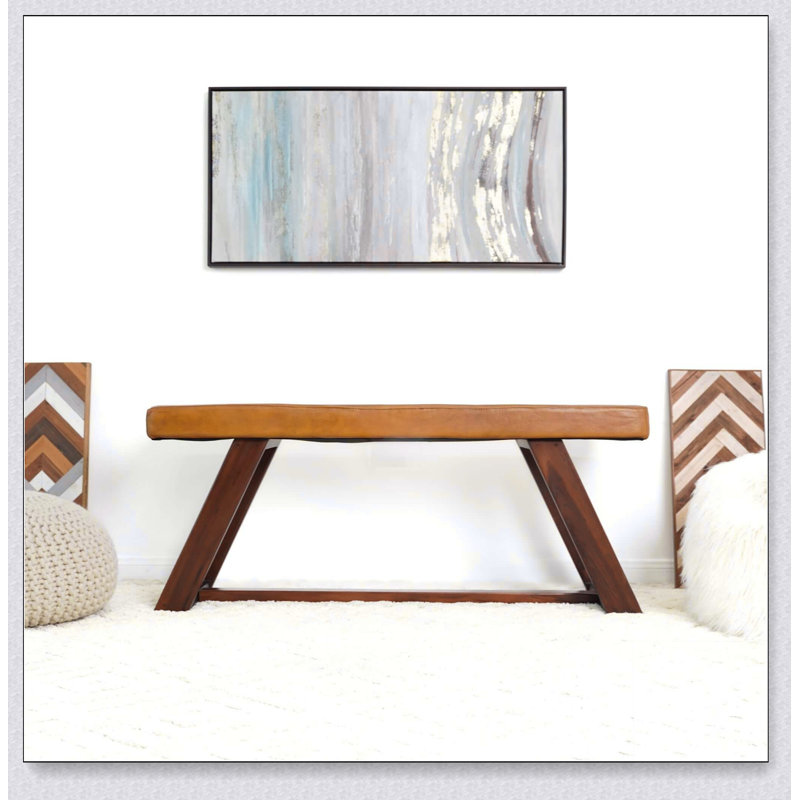 Banc en cuir véritable Marley au design simple, confortable et durable, banc multifonctionnel