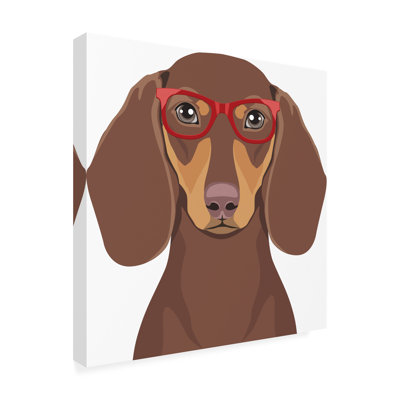 Dachshund Wearing Hipster Glasses 2 Modern & Contemporary
