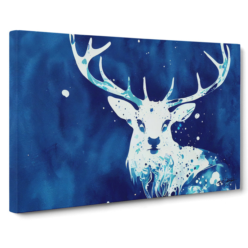 Stag Deer Splash Vol.1 Abstract - Wrapped Canvas, 40cm H x 60cm W x 3cm D