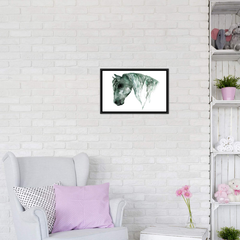 Art du cheval, H 26 po x l 40 po x P 1,5 po, Toile avec cadre noir patiné