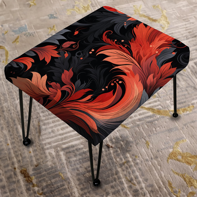 Ember Twilight Moody Patterns I - Floral Rectangle Ottoman