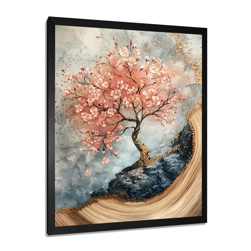 Mobin - art mural floral, Noir, H 20 po x l 12 po, Reproduction encadrée d'une seule photo
