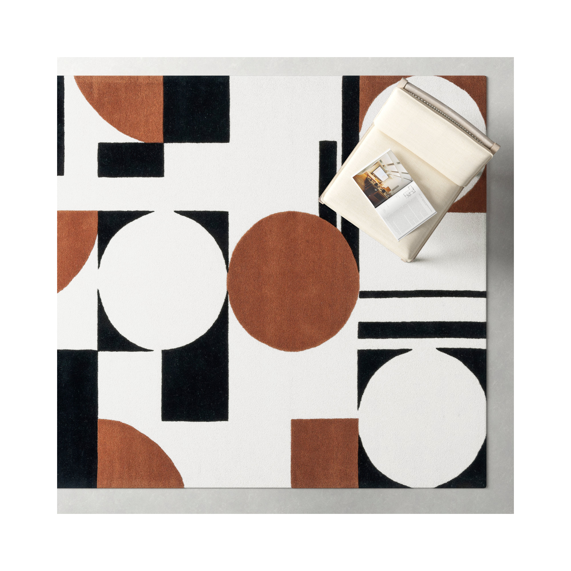 Antoni Handmade Wool Ivory/Black/Brown Rug, Rectangle 8' x 10'