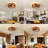 19.7" 4-Light Flush Mount Brown Wood Ceiling Fan Light, 5-Blade Rustic Fandelier with Remote Control and Reversible DC Motor for All-Season Use-728638524-728638525