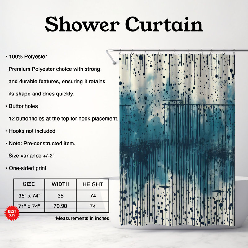 Hartwin Shower Curtain, 74"H x 71"W