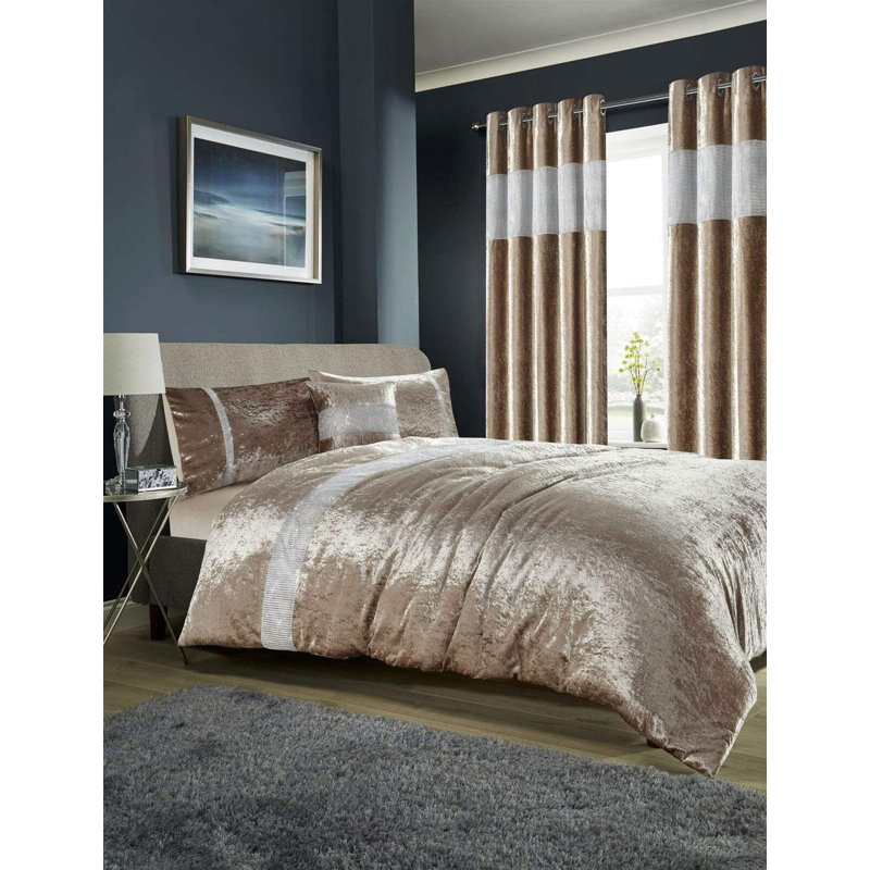 Polyester No Pattern Duvet Cover Set with Pillowcases, Kingsize Duvet Cover Set + 2 Pillowcases, Gold