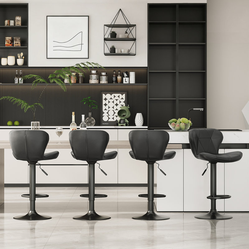 Bar Stools, Adjustable Pu Leather Swivel Barstools,Counter Stools With Back And Footrest,Counter Height Barstools For Bar, Kitchen,Dining,Entertainment Center