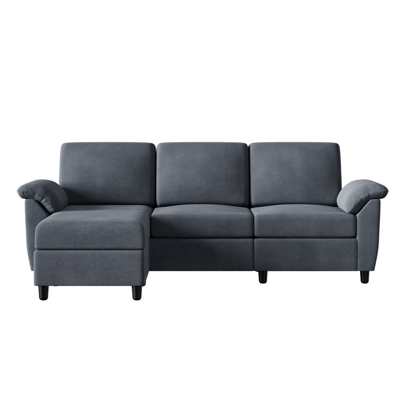 Canapé-lit modulaire en L 75,8 po Ashleh, Velours côtelé gris foncé