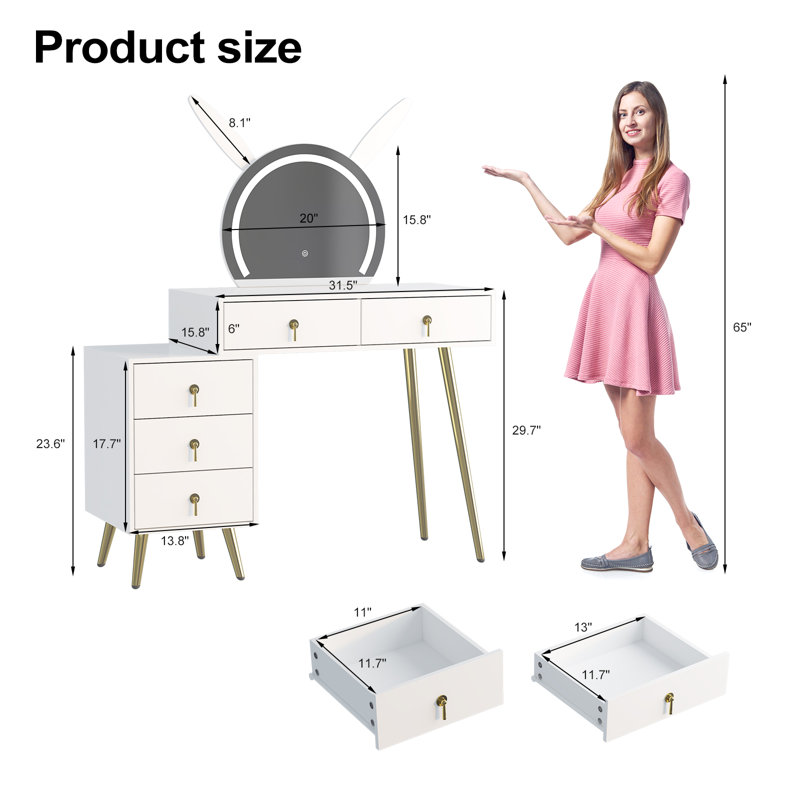 Meuble-lavabo Aleshire, Blanc / Doré
