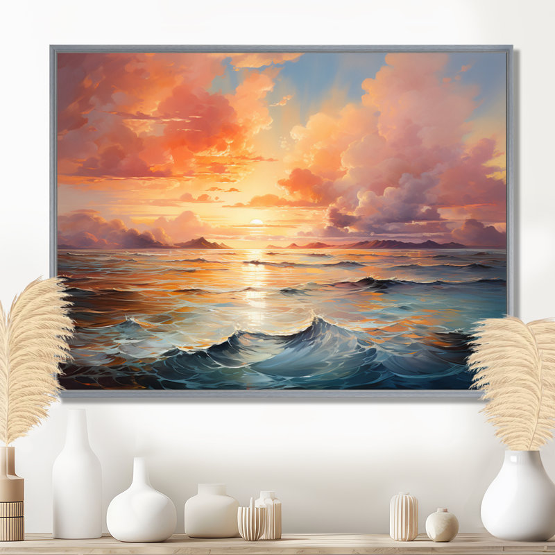 «Clouds Ethereal Horizon», art sur toile, H 30 po x l 40 po x P 1,5 po, Encadrement argenté