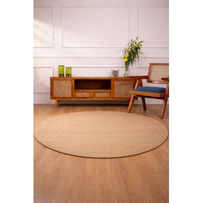 Heller Hand Knotted Sumak Jute Eco-Friendly Solid Area Rugs - Round, Ivory Color | Contemporary Pattern | High Pile | Natural Fiber | Indoor/Outdoor