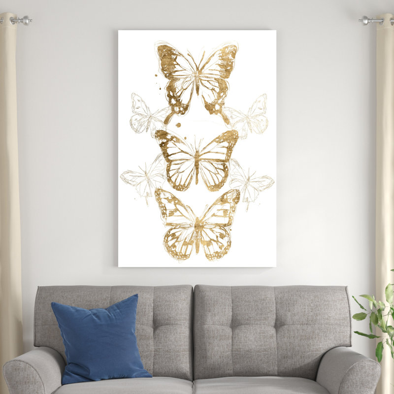 Contours de papillons dorés I, H 30 po x l 20 po x P 1,25 po