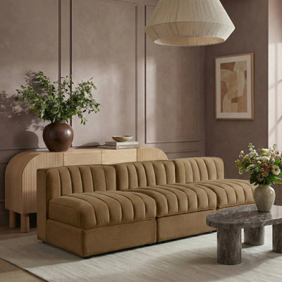 Paynton Velvet Performance Fabric Upholstered 3Pc. Modular Sofa
