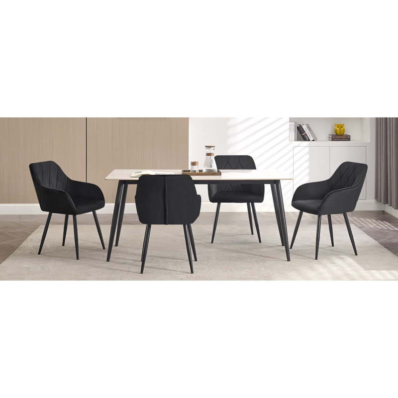 40cm H Velvet Upholstered Armchair, 4, Black