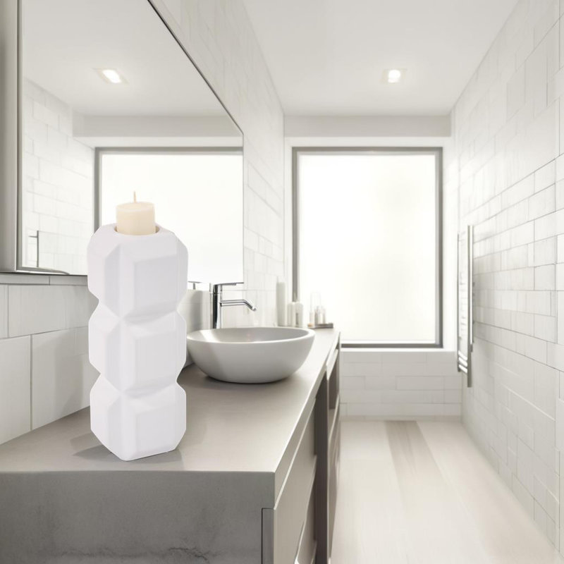 Concrete / Cement Tabletop Candlestick, 9.25" H x 3.75" W x 3.75" D