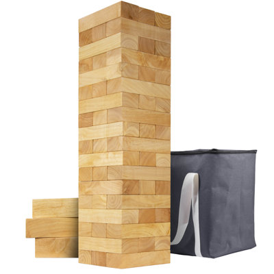 GoSports Toppling Tower - Giant Wooden Stacking Game - Stacks Up to 5 ft