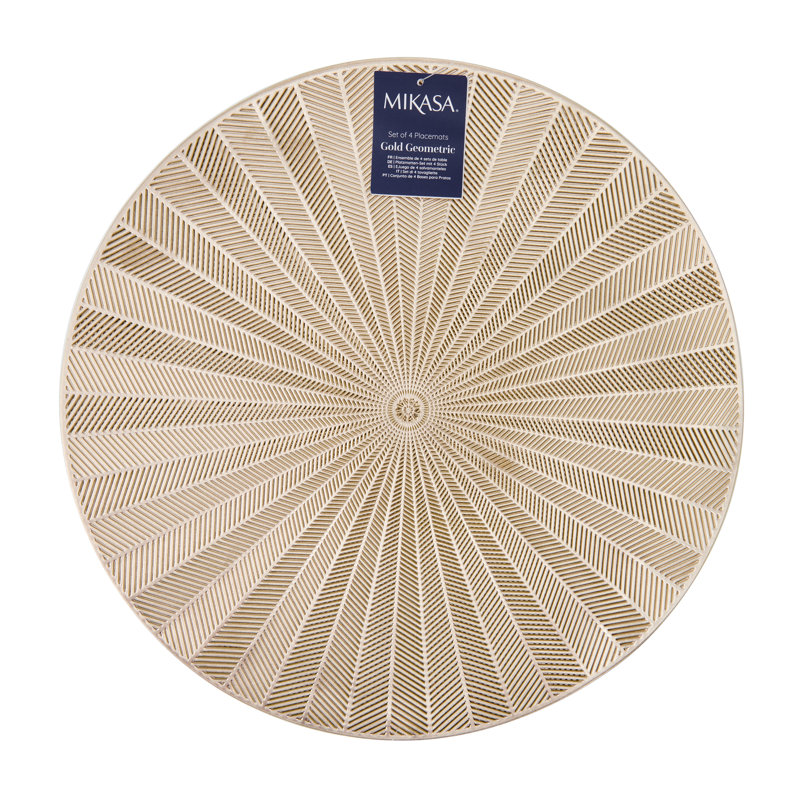 Mikasa Round Metallic Placemats, Set of 4, Gold, 38cm