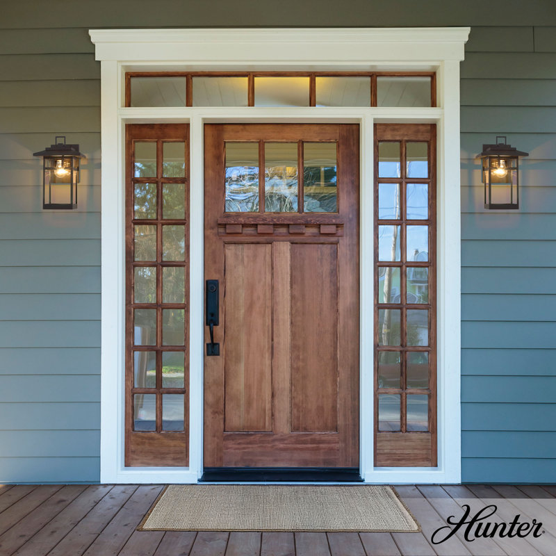 Hunter Yancy House Outdoor 1 Light Medium 14 Inch Wall Light, 14” H x 9” W x 10.5” D, Black