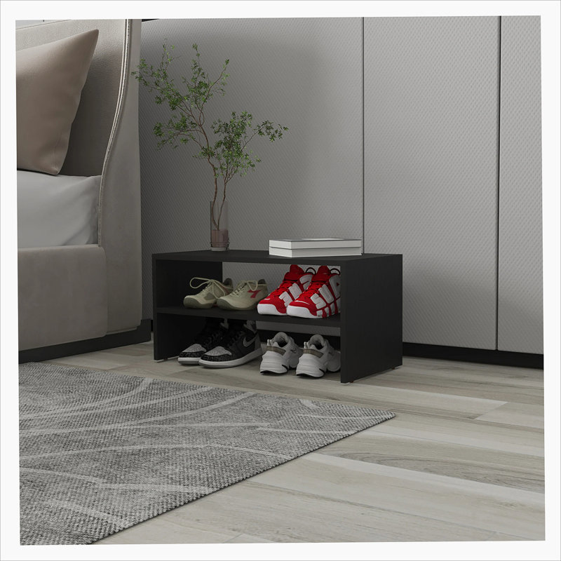 2-Shelf Shoe Rack, Black