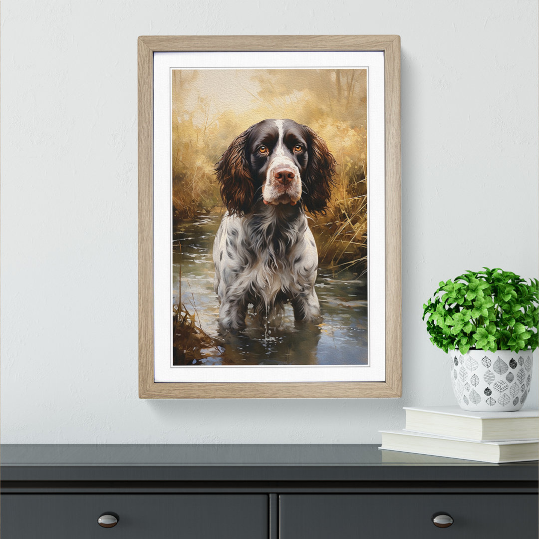 English Springer Spaniel Informel - Single Picture Frame Print on Wood