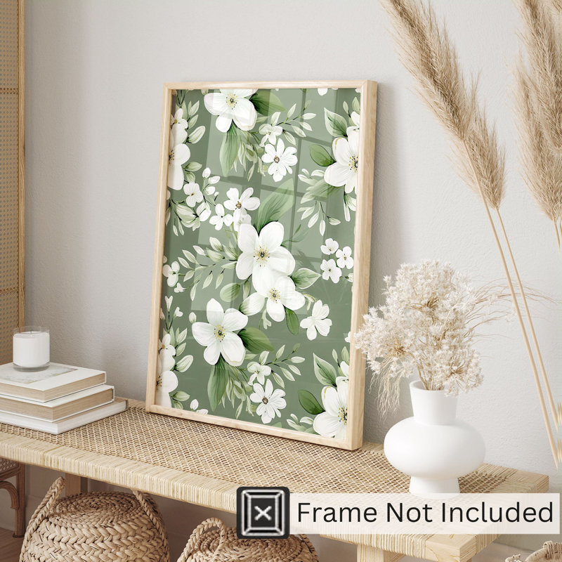 Floral, sauge, fleurs vertes, chalet VI, reproduction d'art non encadrée, H 14 po x l 11 po