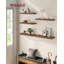 Floating Wall Shelves Set, Rustic Brown, Wall Mounted Display Shelves For Picture Frames, Wall Decor, Living Room, Kitchen, Durable MDF With Steel Bracket-312704235
