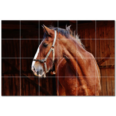 Murale en céramique satinée Horse Photo 8 po x 8 po