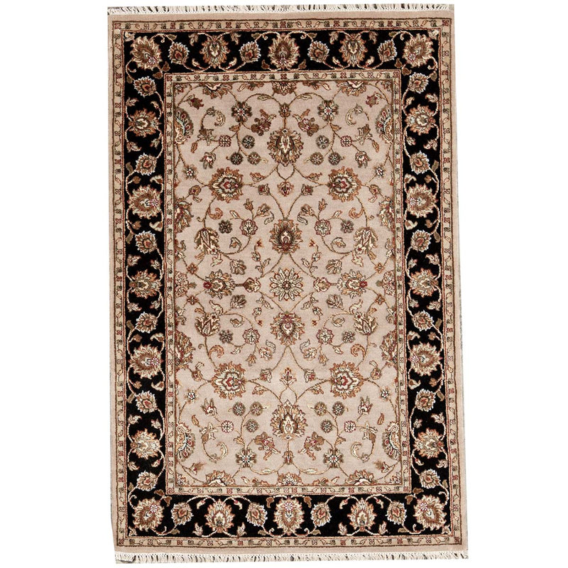 Hand-Knotted High-Quality Camel and Black Area Rug