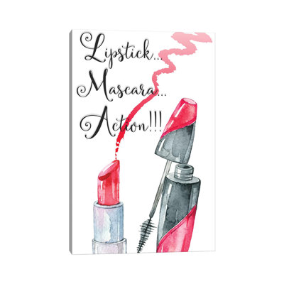 Rouge à lèvres, mascara, action! par Susan Jill - Art textuel sur toile tendue