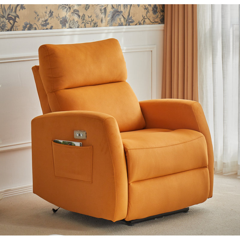 Alaine Upholstered Power Recliner, Orange