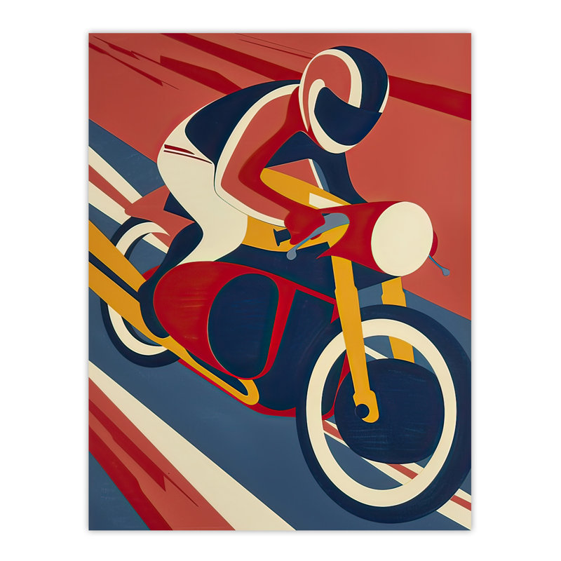 Motorcycle Racing Red Biker Sport Wall Art Print
