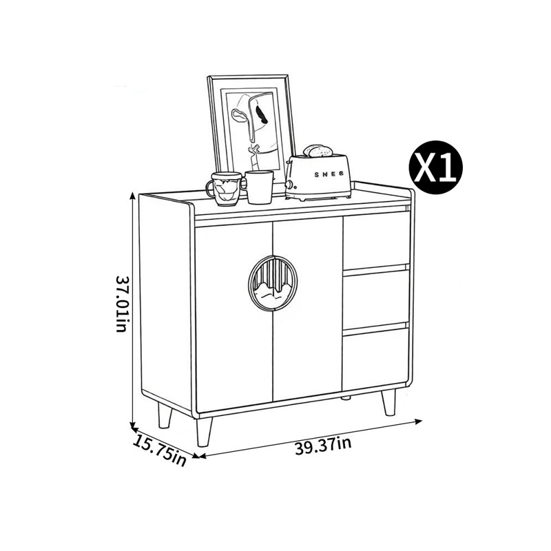 Armoire de rangement pour chaussures, H 37,01 po x l 39,37 po x P 15,75 po, Brun / Blanc