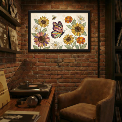 Motif floral d'animaux avec papillon et abeille
