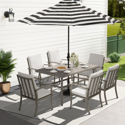 Willesden Rectangular Aluminum Dining Set with Cushions