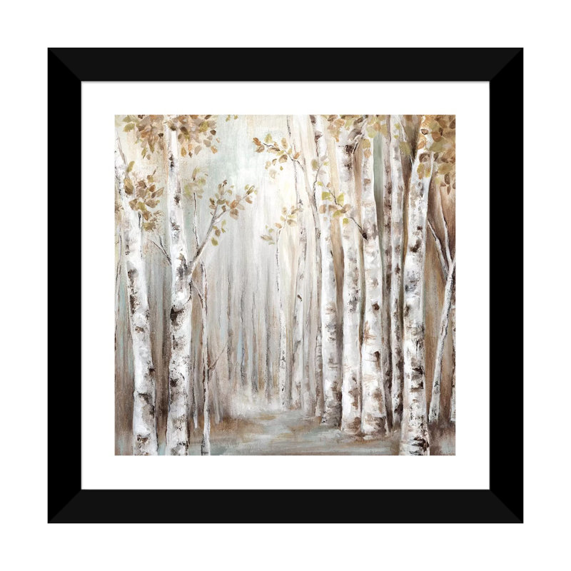 «Sunset Birch Forest III» - reproduction, H 24 po x l 24 po x p 1 po, Papier noir