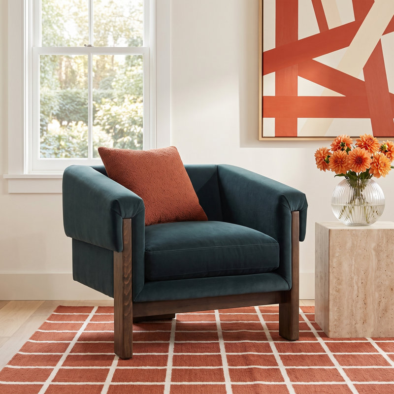 Leather Armchair, Modern Velvet Smoke