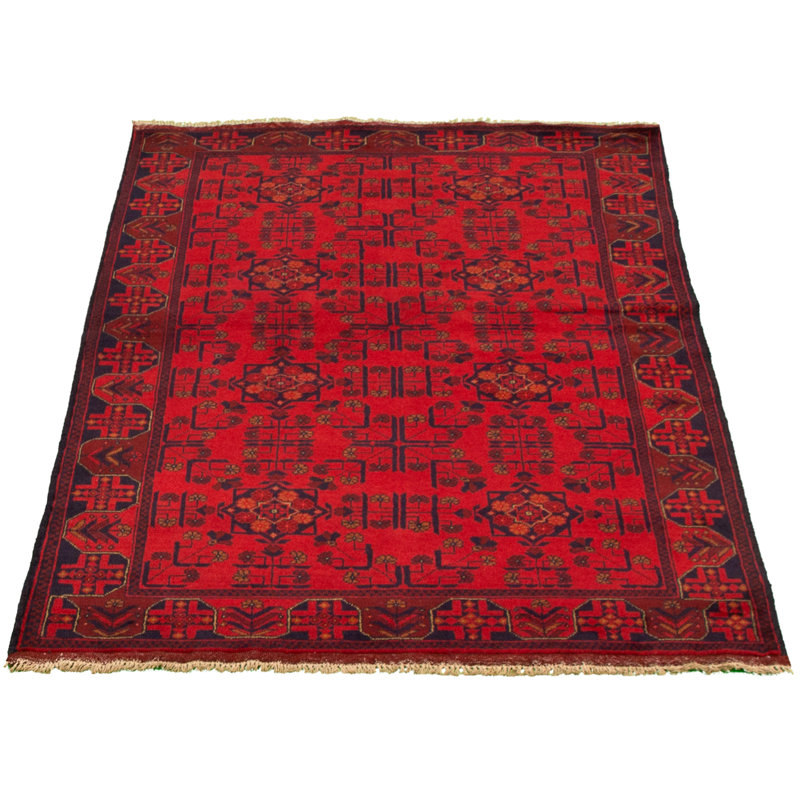 Tapis de zone en laine rouge 4 pi 2 po x 6 pi 6 po à main one-of-kind-noué la 2010s esari turque Allaina