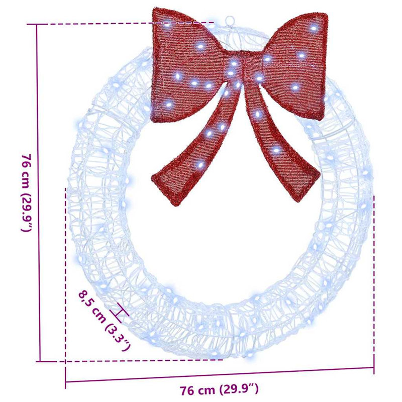 Faux Acrylic Wreath, 76 cm x 76 cm, Cold White