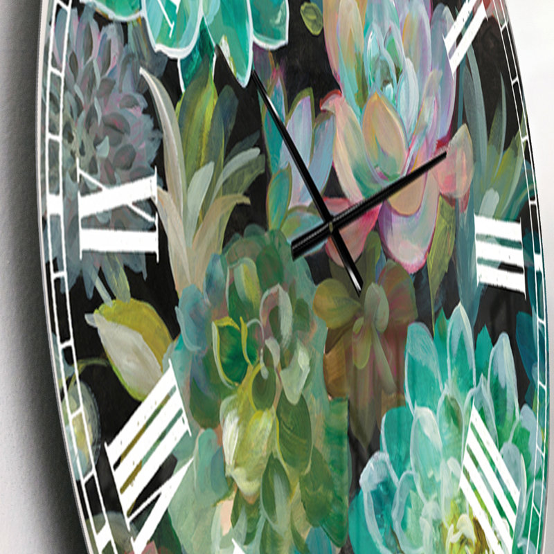 Floral Succulents - Horloge murale traditionnelle, Petit